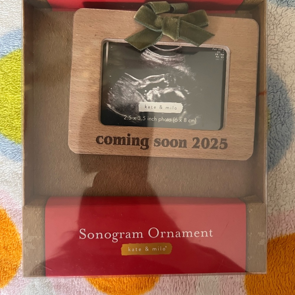 Kate & Milo Sonogram Ornament with Wooden Frame